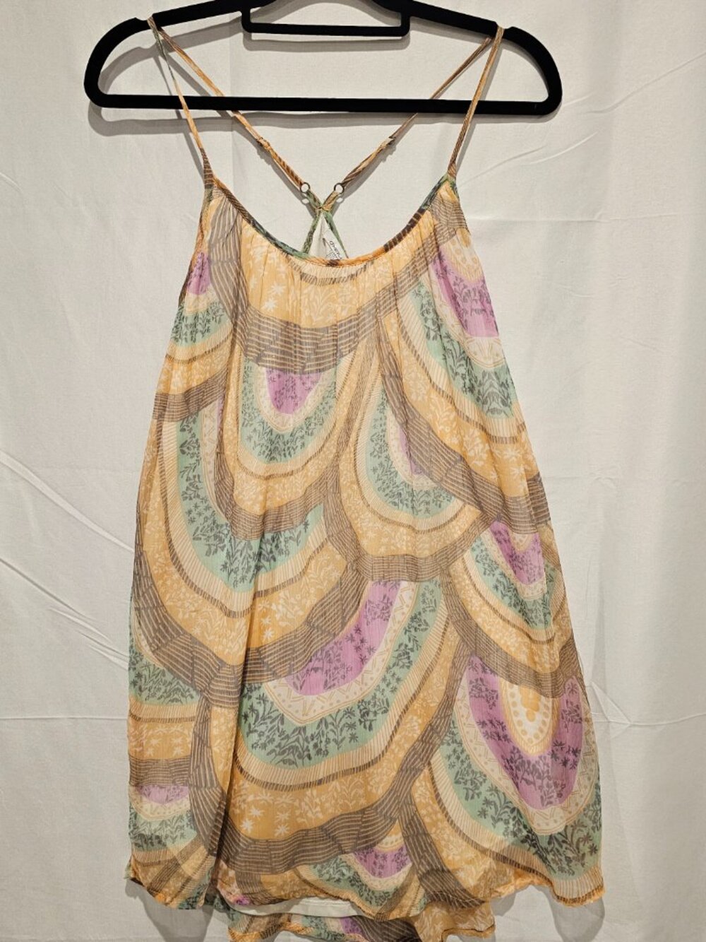 O’Neill Women's Mini Dress M Pastel Beach Spaghetti Strap Lined Summer Boho